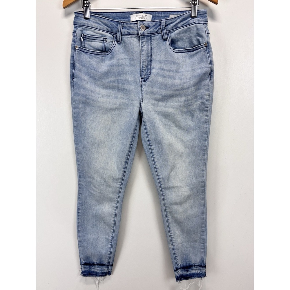 Judy Blue Skinny fit Jeans Sz 11 30 Women's Released Raw Hem Light Wash Stretch